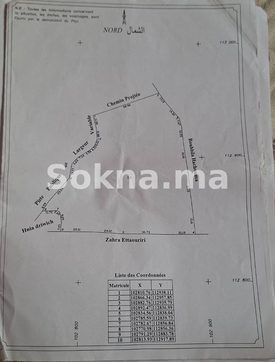 Terrain de 10 000 m à vendre près d’Ounagha – Route Marrakech–Essaouira
